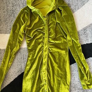 Velvet green dress long sleeve NEW never worn